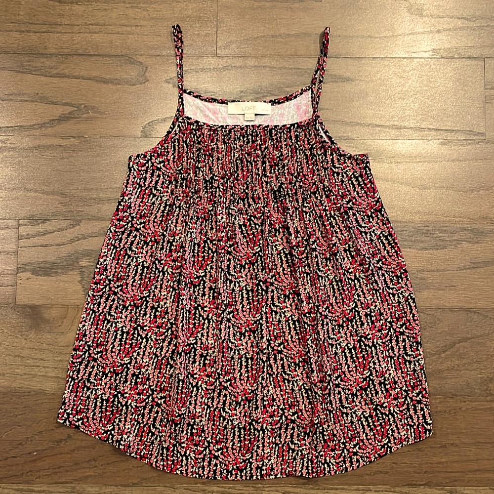 LOFT Petite Pink Floral Mixed Media Strappy Cami - Size XSP